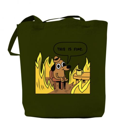Шоппер This is fine 37х41 см Хаки (16760037-23-47542) Шоппер This is fine 37х41 см Хаки (16760037-23-47542)