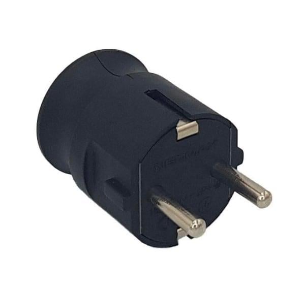 Вилка штепсельна Neomax NX1101 з заземленням та прямим вводом проводу Чорний (27848694)