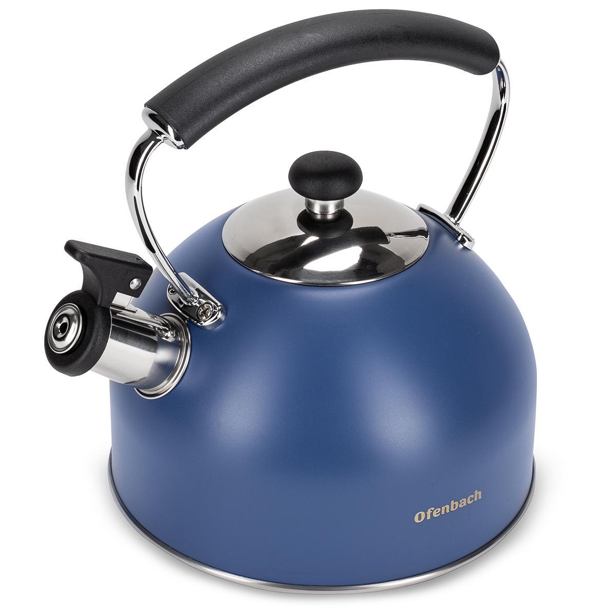 Чайник зі свистком та нейлоновою ручкою Ofenbach KM-100327 із нержавіючої сталі 2,2 л Синій (150-84-100327) - фото 4
