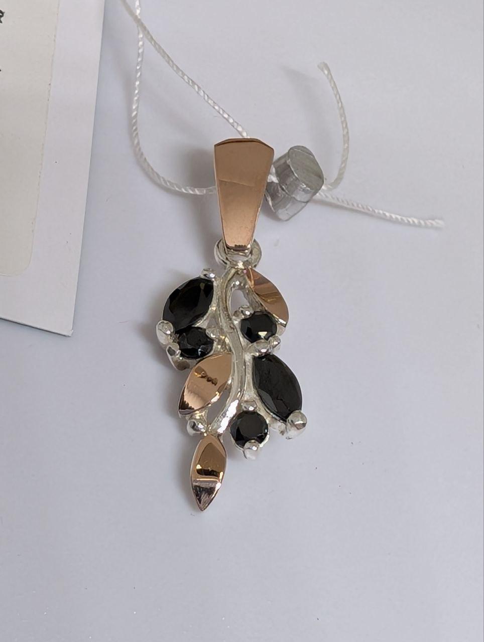 Срібний підвіс Бренди срібло 925 проби з золотими вставками 375 проби (2821020723)