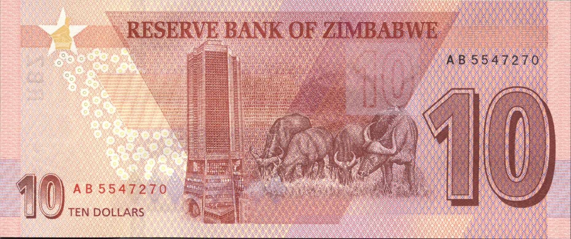 Коллекционная банкнота Зимбабве 2020 10 долларов UNC