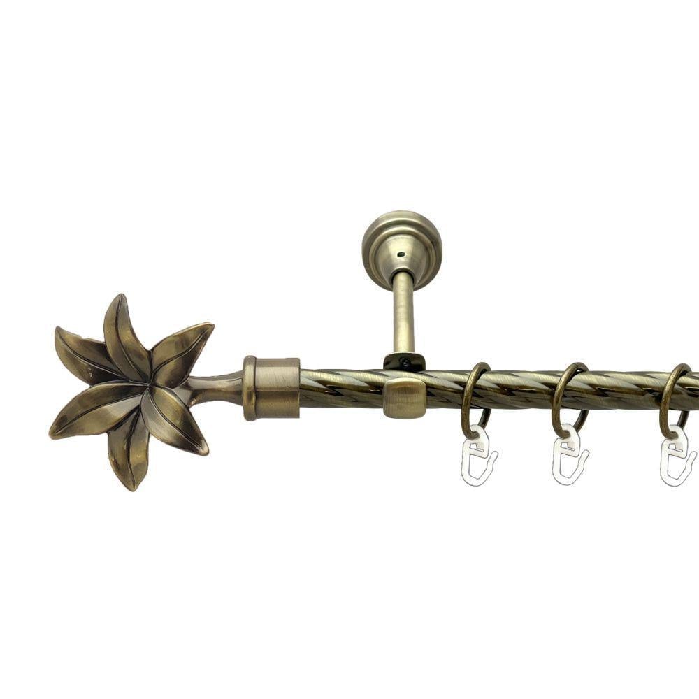 Карниз металлический Orvit Флорита однорядный открытый/скрученная труба/кольцо металлическое Антик 16 мм 240 см (00-00022411)