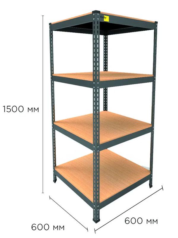 Стеллаж металлический полочный MRL-1500 600x600 мм с 4 полками с нагрузкой 400 кг Черный - фото 2