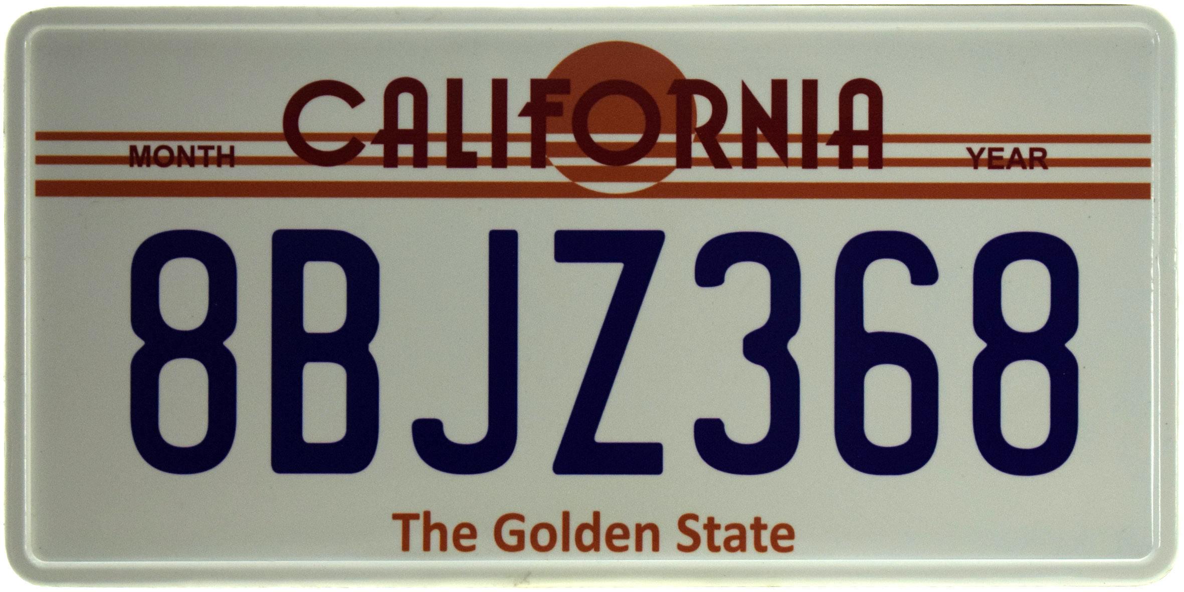 Табличка металлическая "California 8BJZ368" 15x30 см (ms-103736)