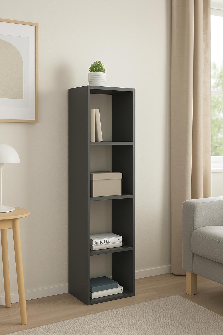 Стелаж настінно-підлоговий модульний MEBLIBUD KUB 4 секції Антрацит (28576897) - фото 2 Стелаж настінно-підлоговий модульний MEBLIBUD KUB 4 секції Антрацит (28576897) - фото 2