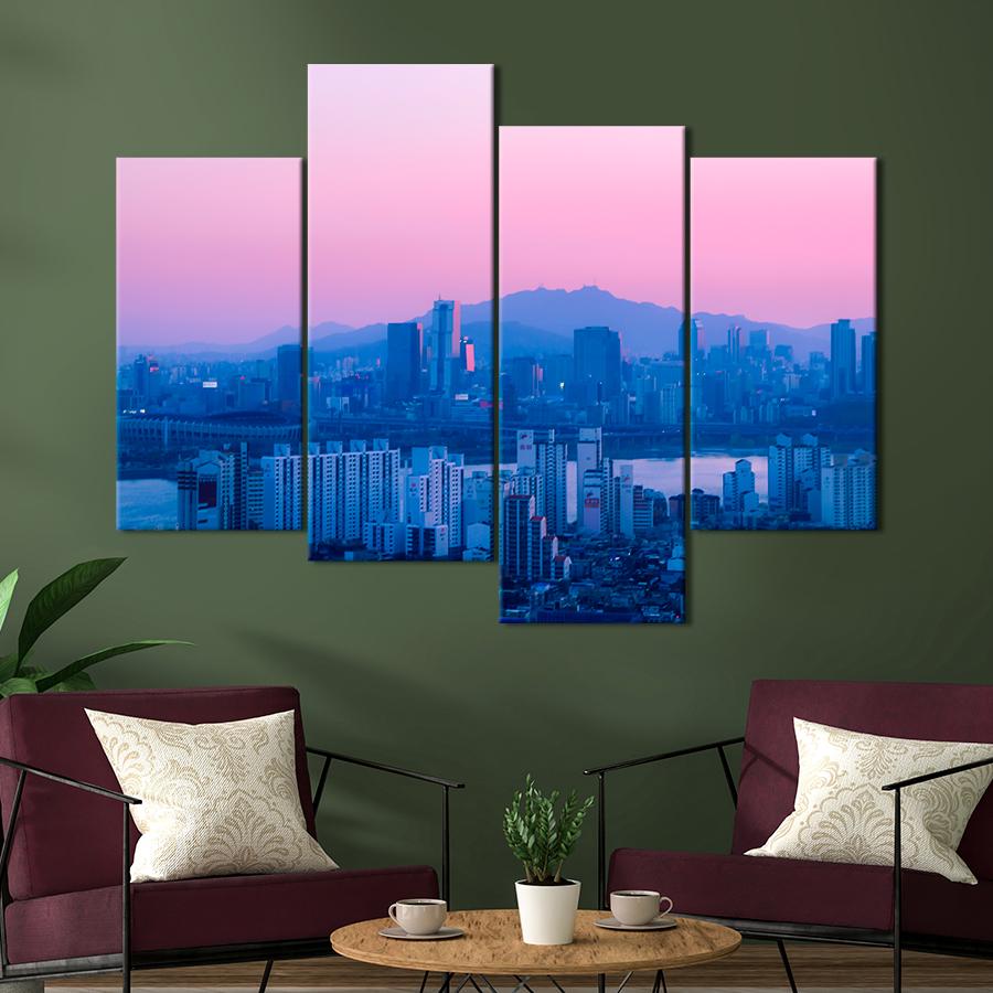Картина город Далекие высотки Сеула 149x106 см (A613-4)