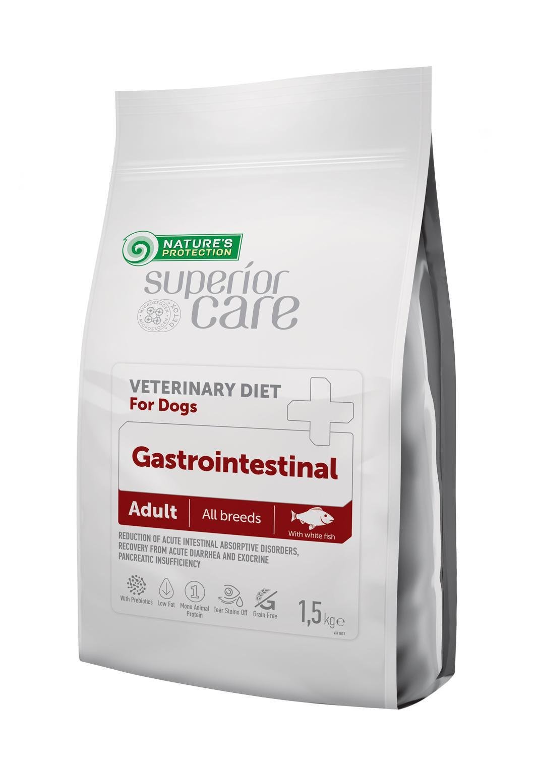 Корм сухой Nature's Protection Superior Care Veterinary Diet Gastrointestinal White Fish All Breed Dogs с белой рыбой для собак с заболеваниями ЖКТ 1,5 кг (NPSCVET47576)