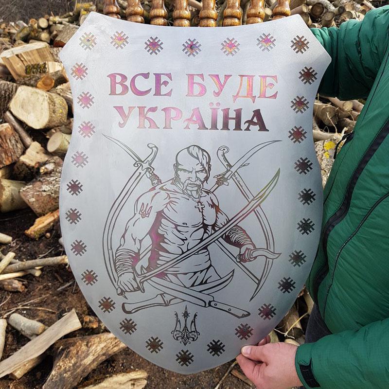 Набор шампуров для пикника с креплением на стену в виде щита из нержавеющей стали с лазерной гравировкой 8 шт. (228)
