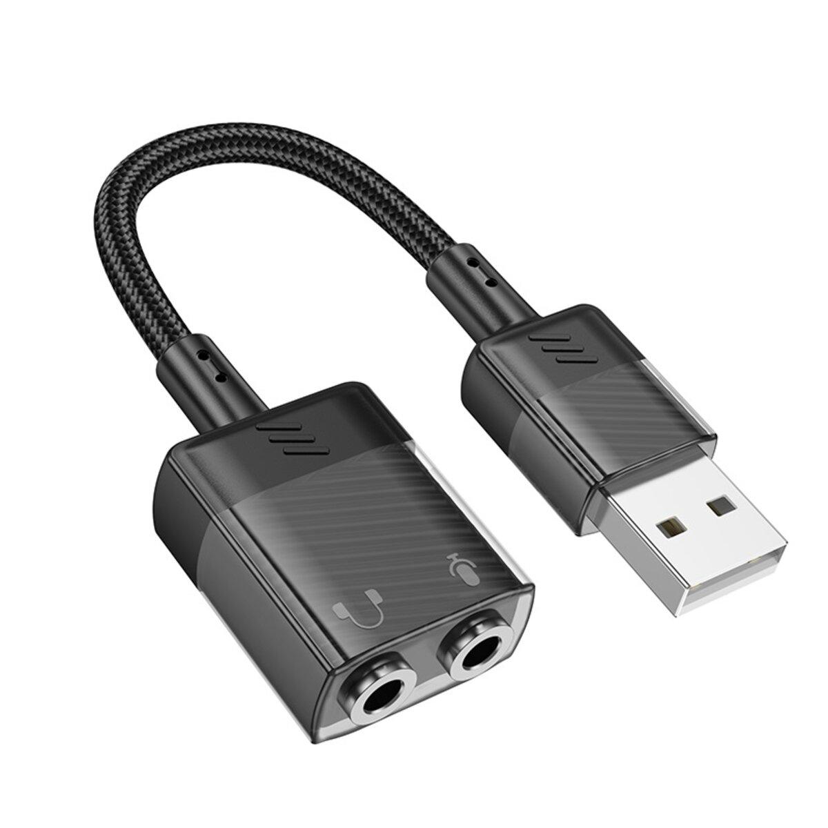 Переходник Hoco LS37 2в1 USB to 3,5 мм 15 см Balck (18646579) - фото 3