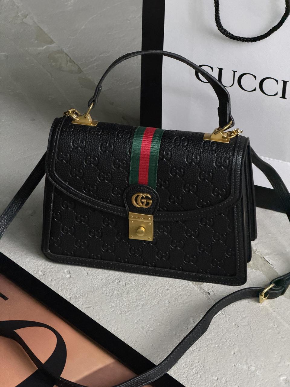 Сумка жіноча Gucci Ophidia Web Small Top Handle Bag через плече Чорний (3103445209)