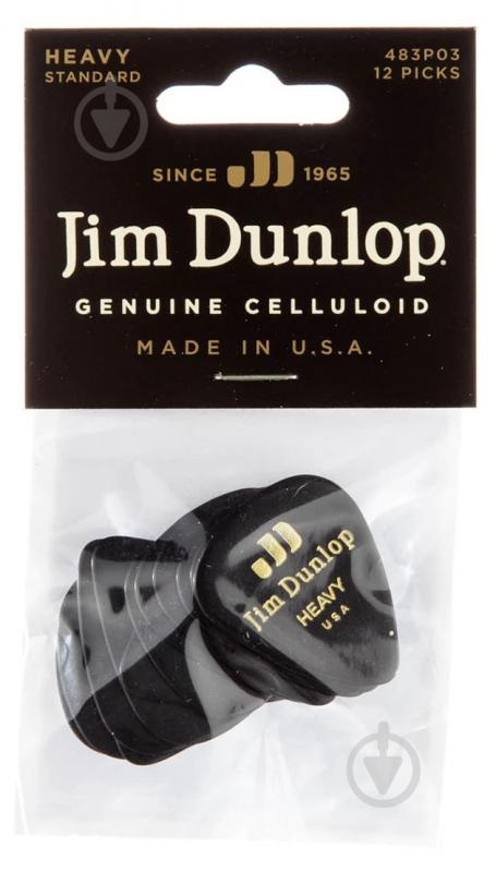 Медиаторы Dunlop 483P03HV Genuine Celluloid Black Heavy Player's Pack (12 шт.)