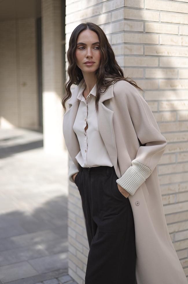 Пальто Lipar с вязаными рукавами р. 46 Бежевый (6314) - фото 5 Пальто Lipar с вязаными рукавами р. 46 Бежевый (6314) - фото 5