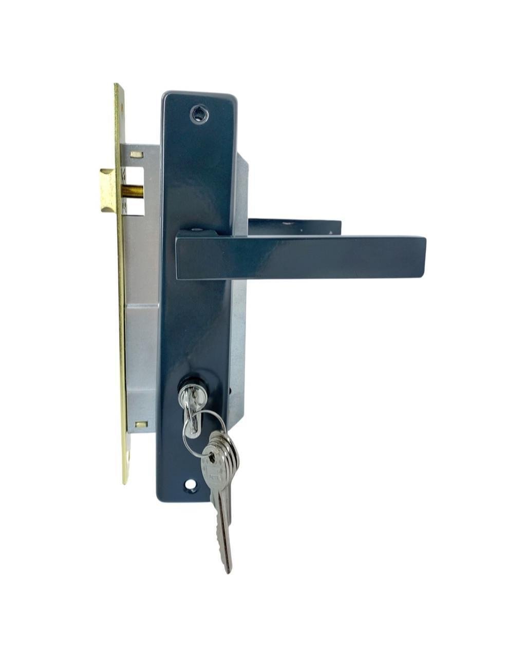 Врезной замок для дверей с ручками 85 мм Темно-серый
