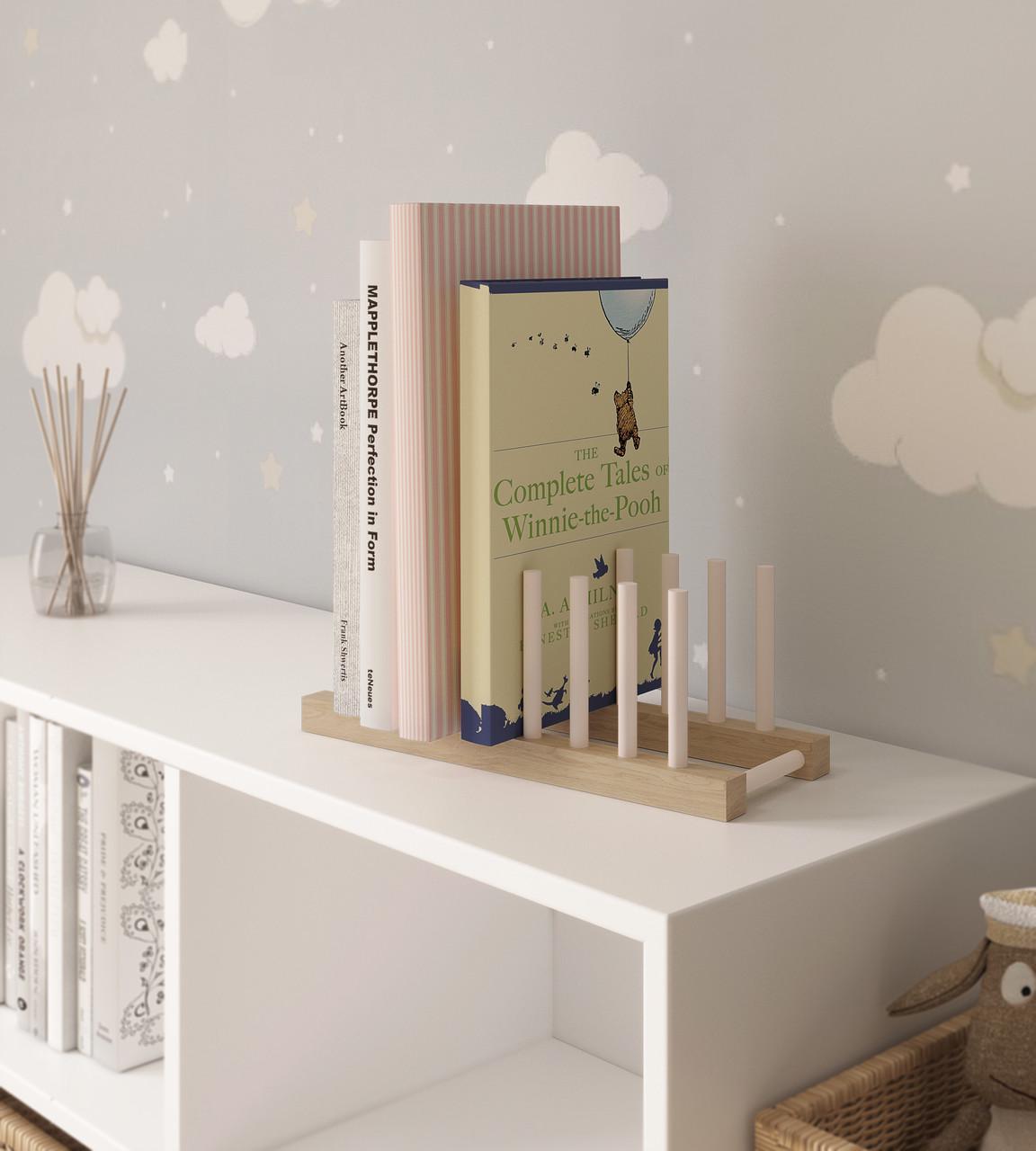 Подставка для книг с нагелем DP-6 110х290х110 мм Дерево/Бежевый (22108064)