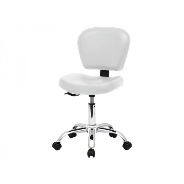 Стілець майстра зі спинкою на колесах Білий