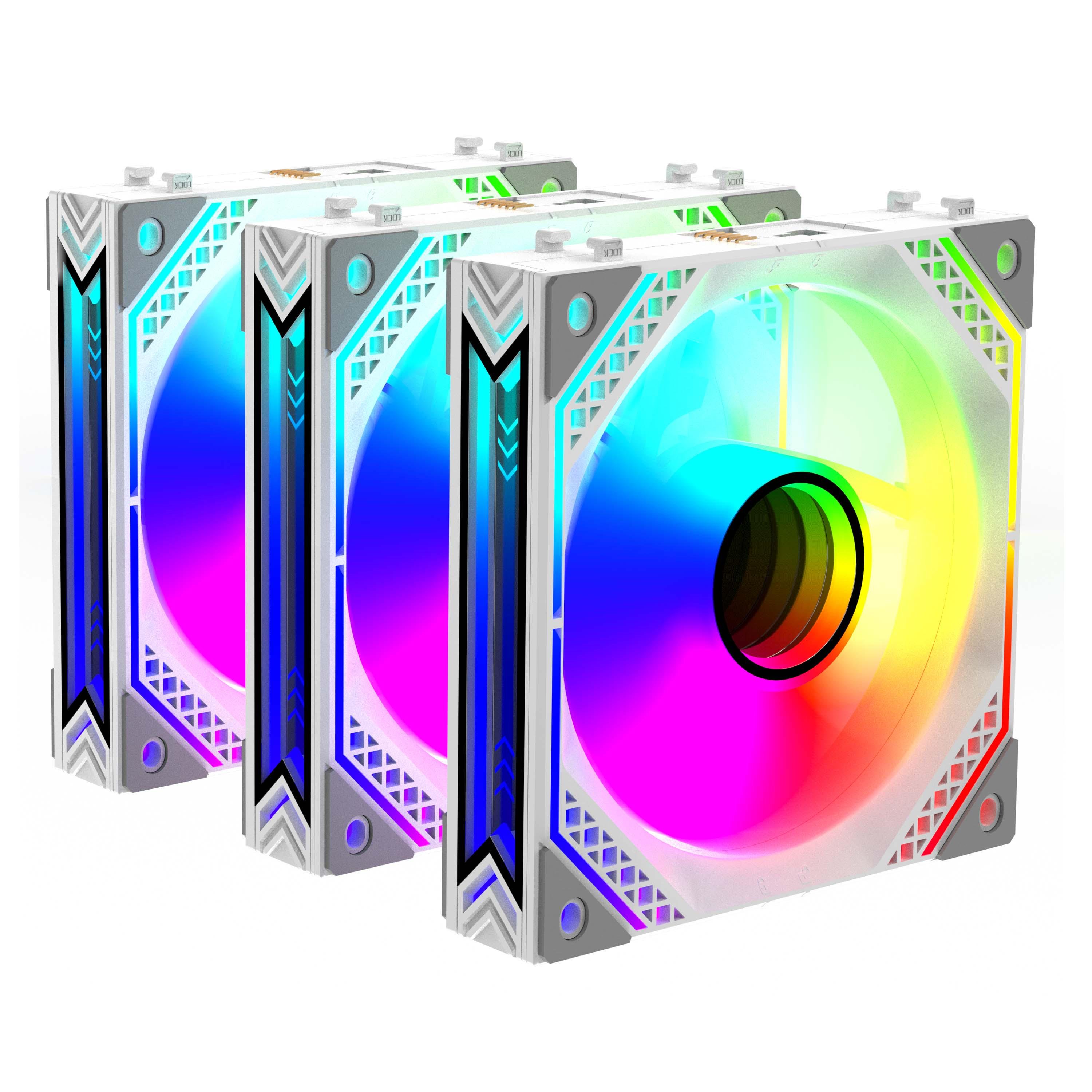 Вентилятор корпусний 2E GAMING Air Cool Magic Mirror із підсвічуванням 124 мм 3 шт. Білий (628614)