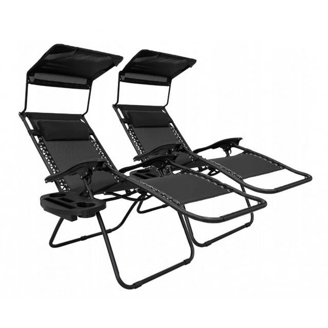 Шезлонги Bonro SP-167A с крышкой 2 шт. Черный (2594381039)