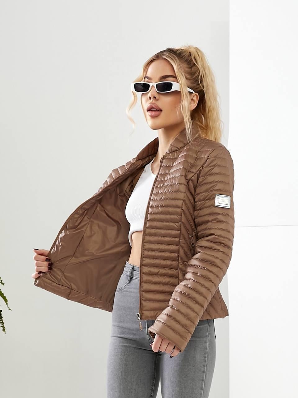 Куртка-сэндвич Khan тонкая стеганая р. 42 Кофейный (Kh470)