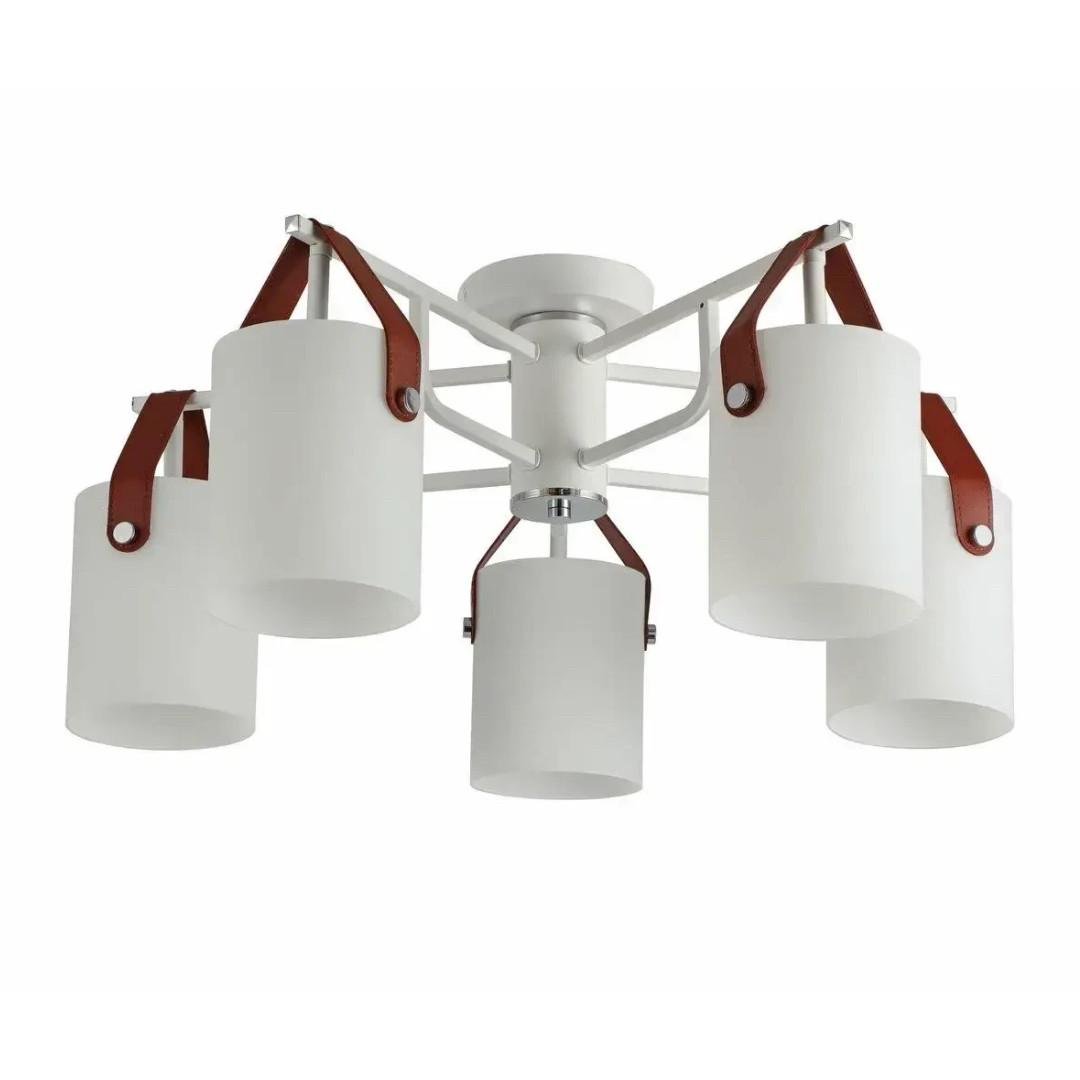 Люстра Valeso на пять плафонов цилиндрической формы под лампы Е27 Хром/Белый (G 321035/5 CR+Matt white)