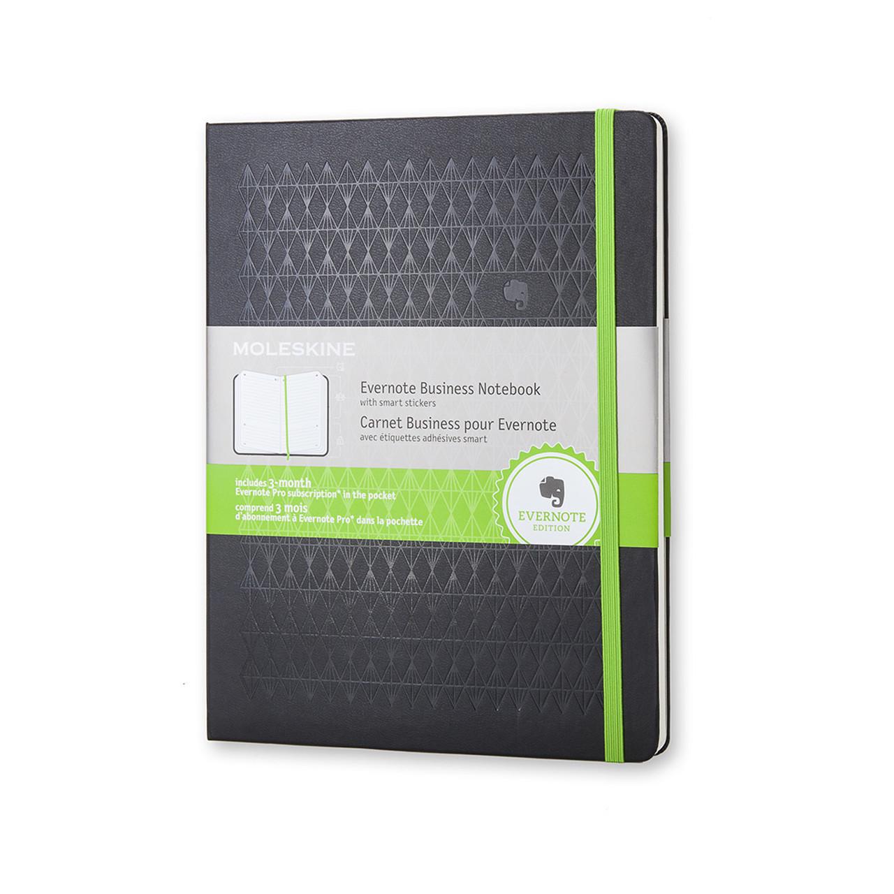 Блокнот Moleskine+ Evernote Business большой 176 страниц в линейку 19х25 см Черный