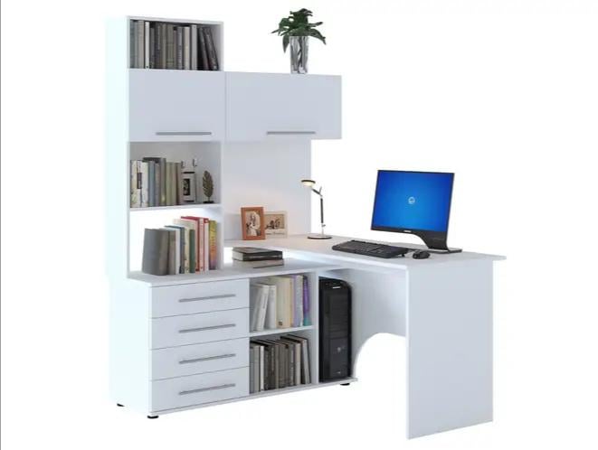 Комп'ютерний стіл кутовий з надбудовою Білий (1116734)