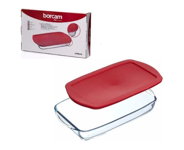 Форма для запекания Pasabahce 59006 Borcam 34х19 см сляная с силиконовой крышкой