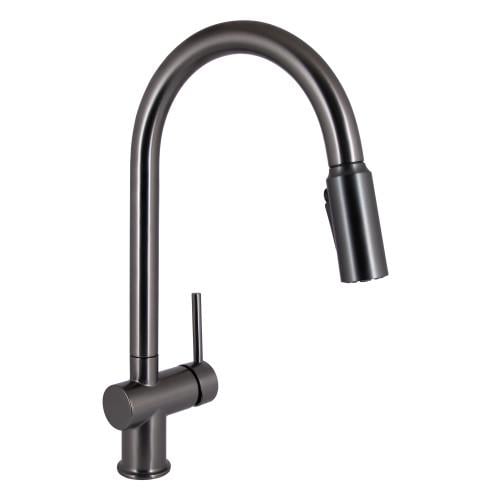 Смеситель для кухни Q-tap Rozcesti с выдвижным изливом с подключением для питьевой воды Gunmetal Black (QTROZ366GMB45939)