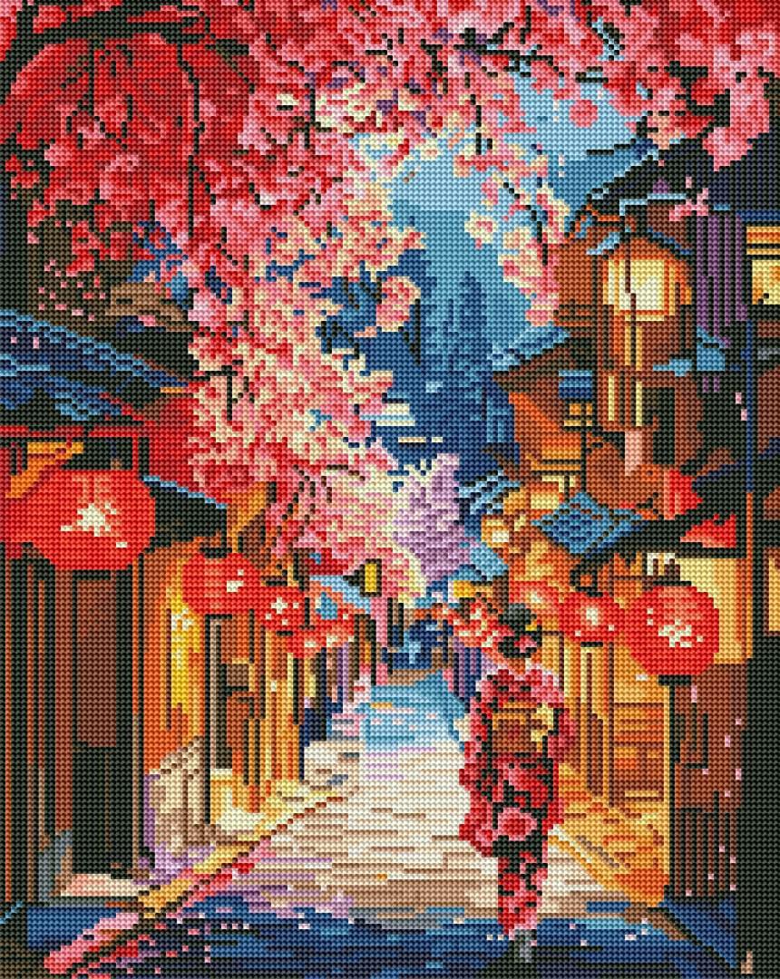 Алмазная мозаика Brushme Улица в сакуре 40x50 см (DBS54006)