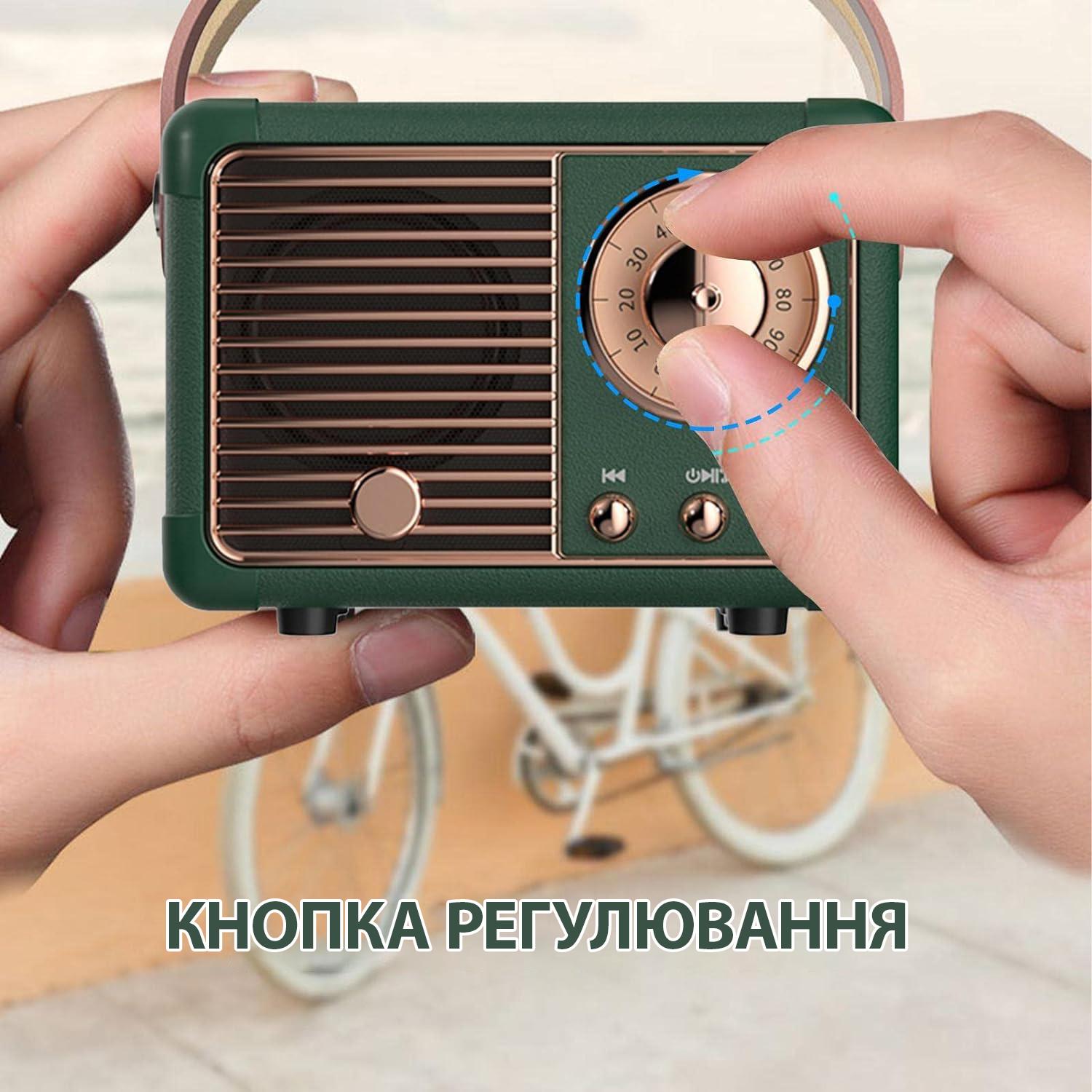 Портативная колонка Bluetooth водонепроницаема в ретро-стиле Army Green - фото 3