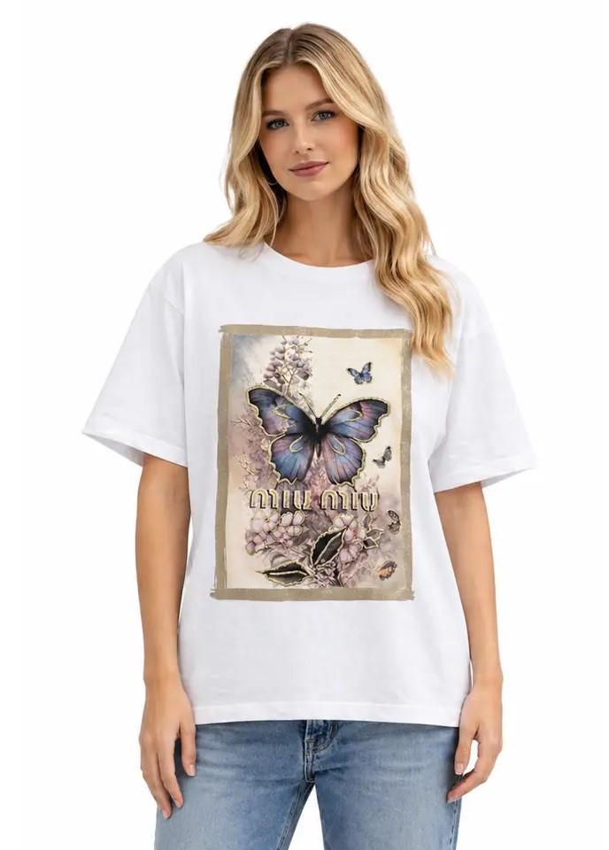Футболка женская Miu Miu Butterfly MM-11100-OVRWT 2XL Футболка женская Miu Miu Butterfly MM-11100-OVRWT 2XL
