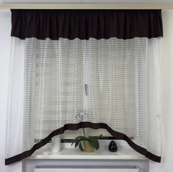Тюль арка сетка/микровелюр 300х170 см Шоколадный/Белый (460 3)