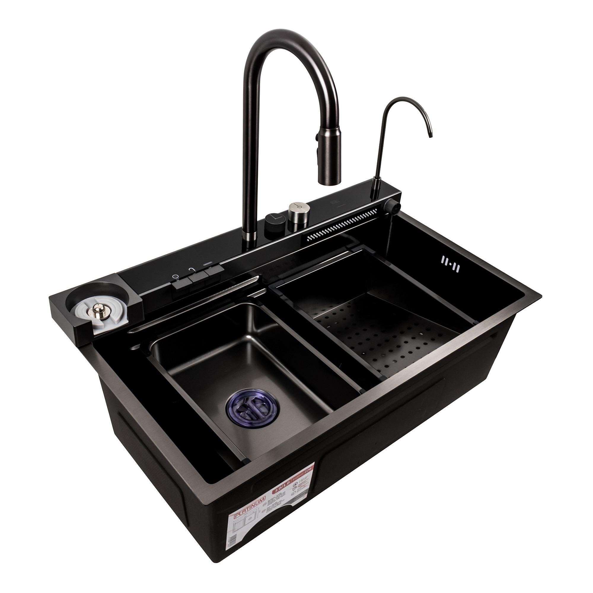 Мийка для кухні Platinum Handmade 75х45D PVD Чорний Мийка для кухні Platinum Handmade 75х45D PVD Чорний