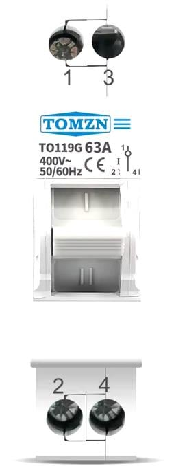 Перемикач введення резерву трипозиційний для генератора/інвертора TOMZN 63 A 1 полюс (TO119G1P-63A) - фото 3 Перемикач введення резерву трипозиційний для генератора/інвертора TOMZN 63 A 1 полюс (TO119G1P-63A) - фото 3