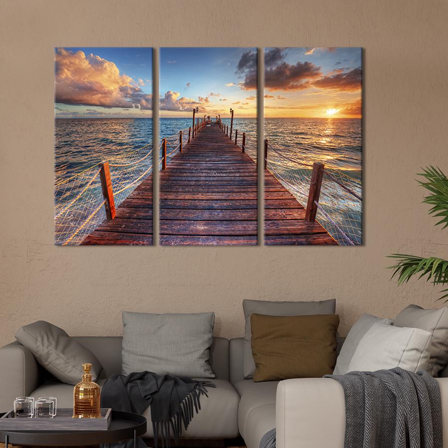 Модульная картина триптих Деревянный морской пирс 156x100 см (424-31)