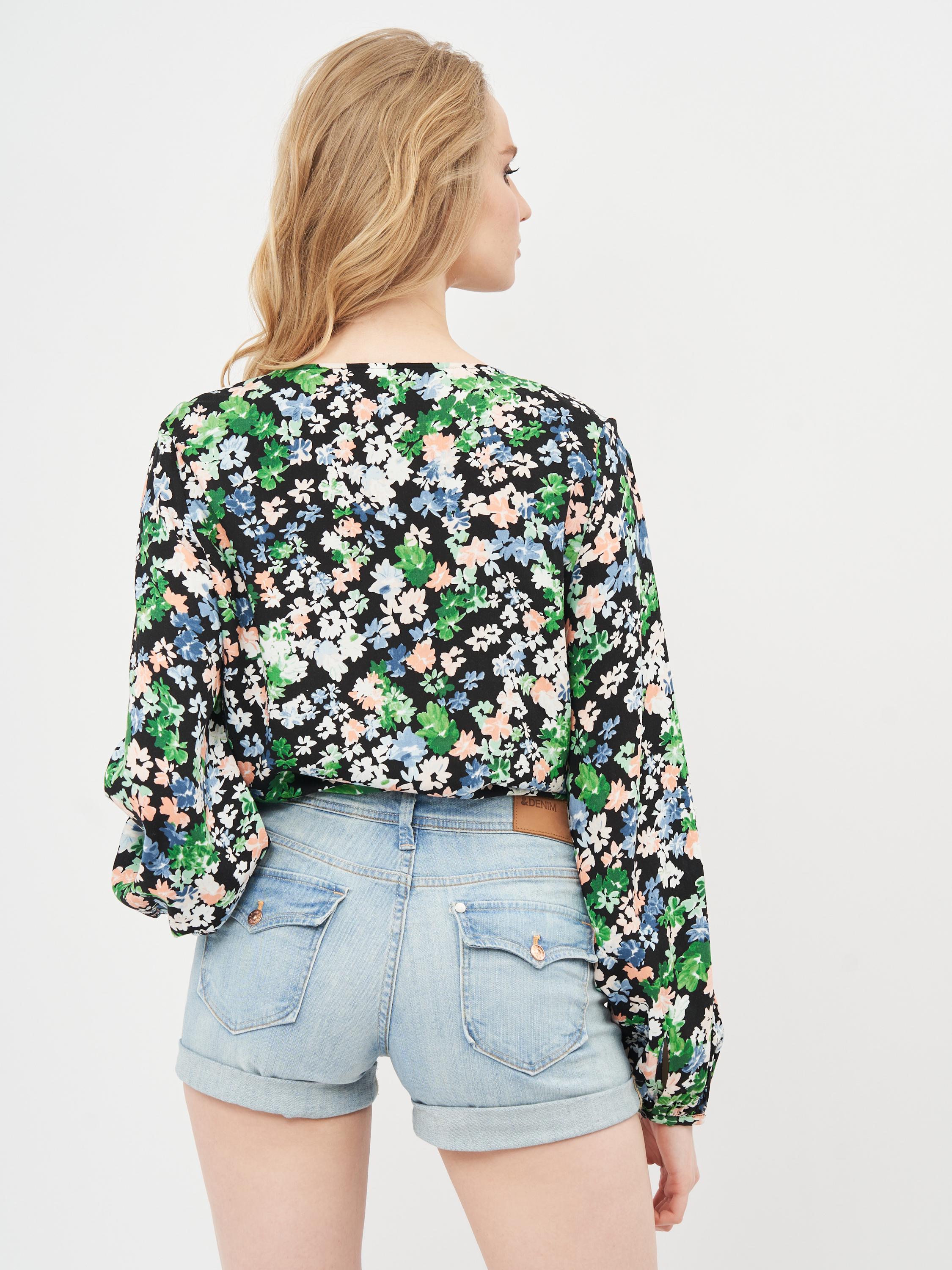 Блуза H&M Цветы L Черный (23038591181) - фото 2