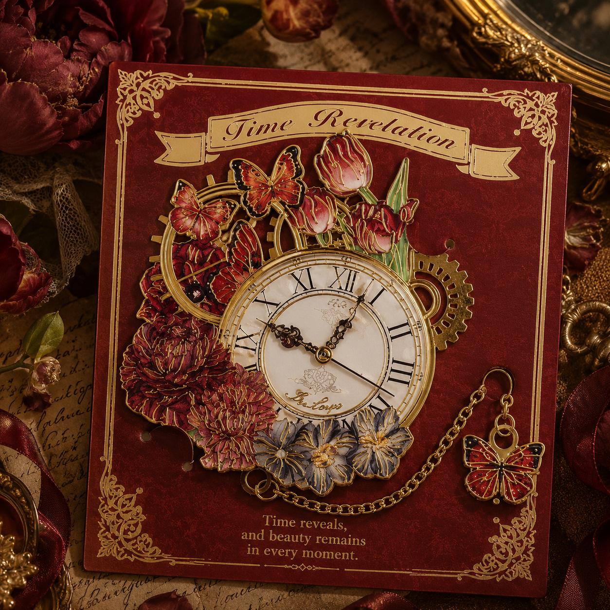 Закладка для книг металева Vintage Clockwork Бордовий (37243266)