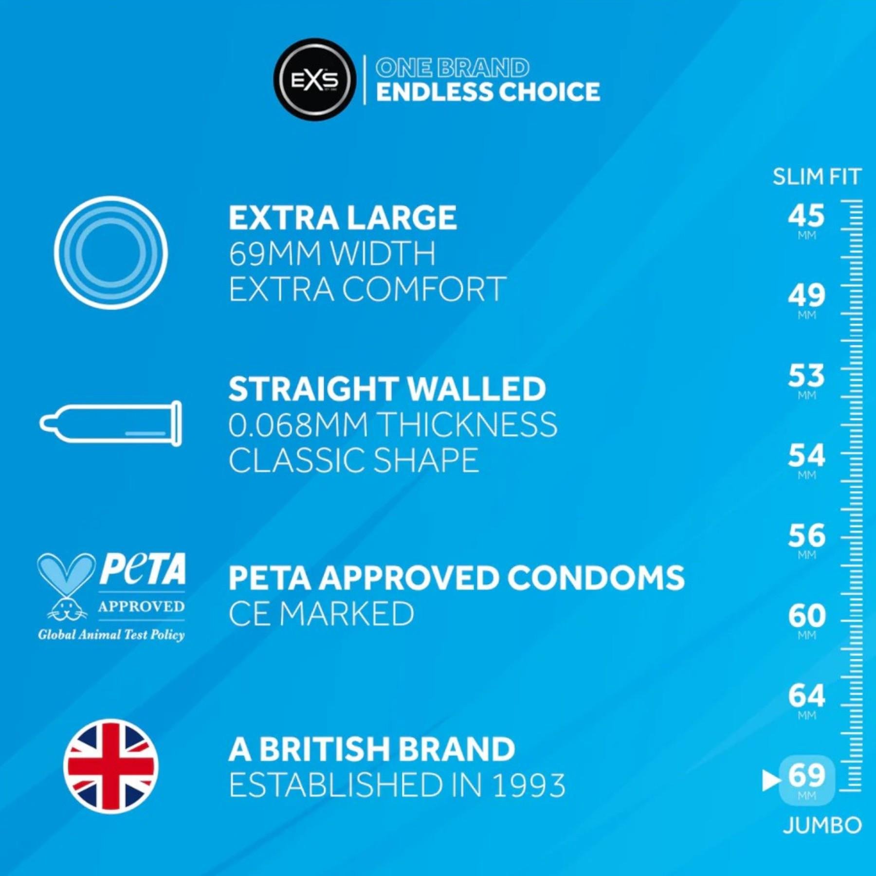 Презервативи EXS Jumbo №12 латексні для захисту зі збільшеною шириною - фото 3