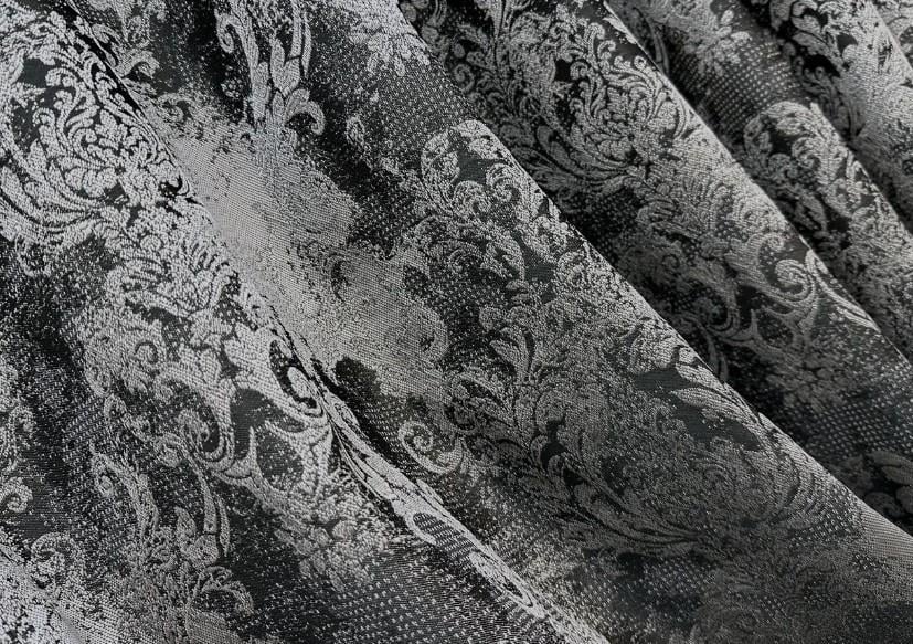 Ткань для штор лен премиум Черный/Серый (1695ш)