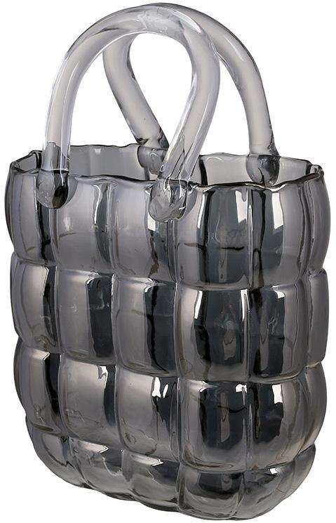 Ваза для квітів скляна жіноча сумочка 18х9х28 см Димчасто-сірий