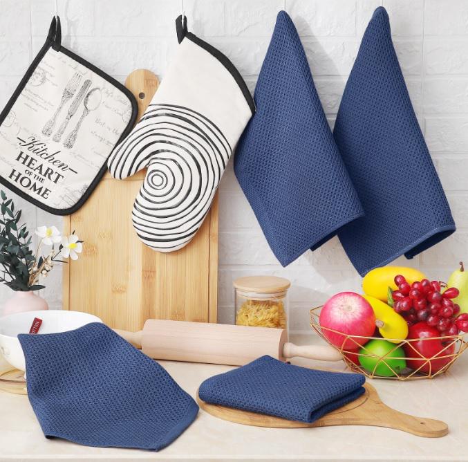 Набор кухонных полотенец Organic Premium 6в1 100% хлопок 34х34 см Синий (НПК0005) - фото 3