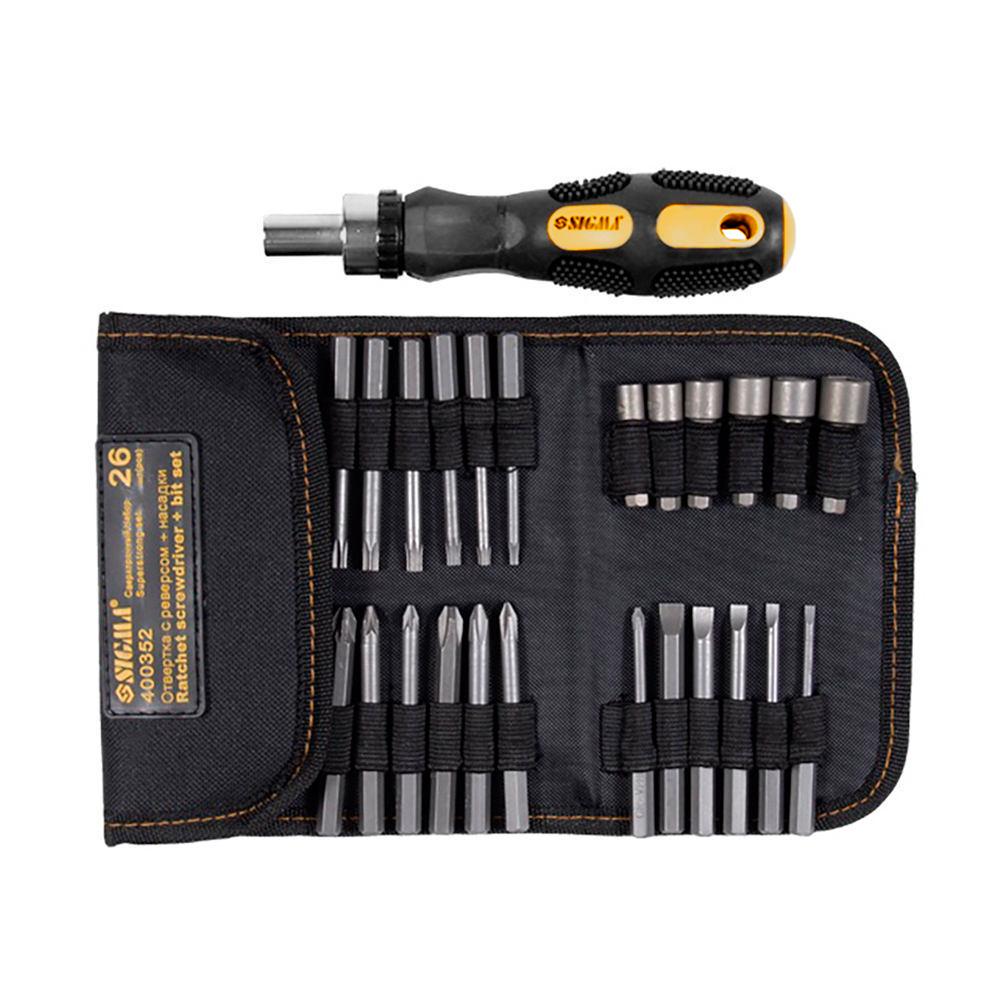 Отвертка Sigma CrV с битами 18 шт. и торцевые насадки 6 шт. (4002111)