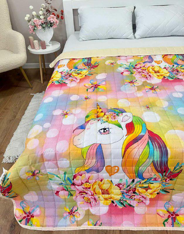 Ковдра дитяча з малюнком єдинороги двостороння 150х210 см Кремовий (27503935) - фото 2 Ковдра дитяча з малюнком єдинороги двостороння 150х210 см Кремовий (27503935) - фото 2