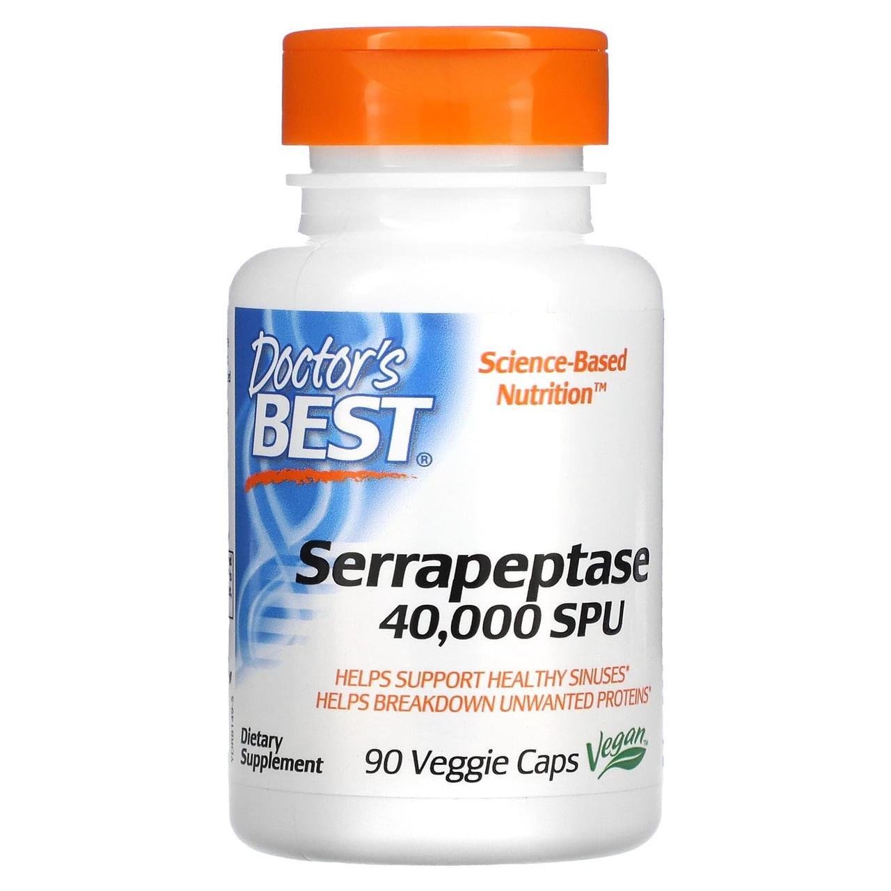 Серрапептаза Doctor's Best Serrapeptase 40 000 SPU протеолитический фермент 90 капс.