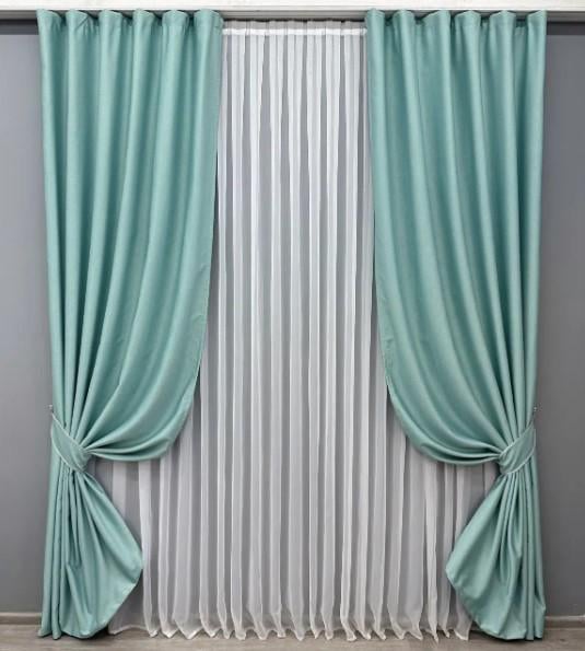 Комплект штор шенил 1,5х2,7 м 2 шт. Бирюзовый (1697ш 33-0596)