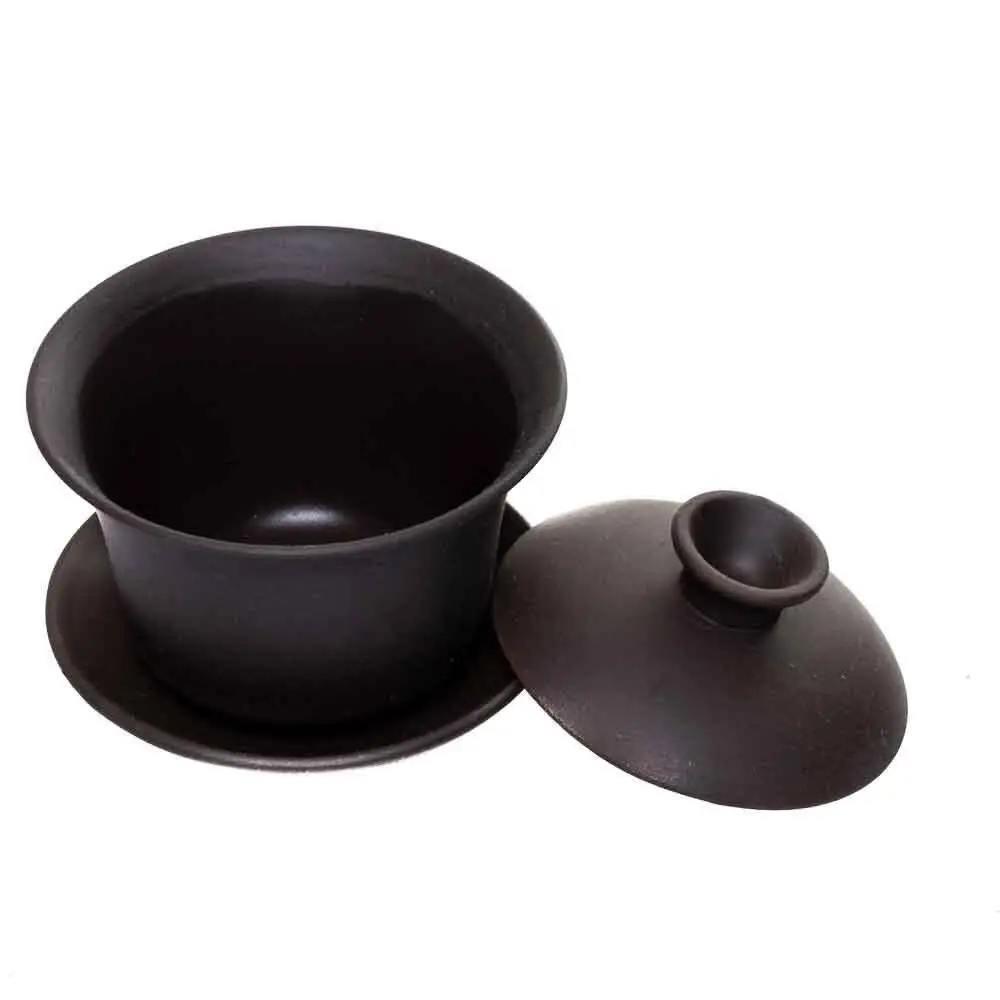 Гайвань для чая пуэр с крышкой/блюдцем исинская глина 160 мл Черный (IC-S-60) - фото 2 Гайвань для чая пуэр с крышкой/блюдцем исинская глина 160 мл Черный (IC-S-60) - фото 2