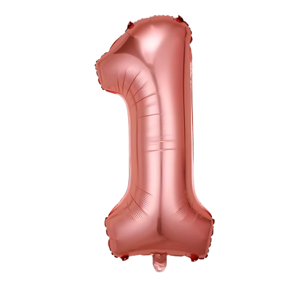 Воздушный шар в виде цифры 1 фольгированный праздничный для дня рождения/годовщины/юбилеев 32" Розовое золото