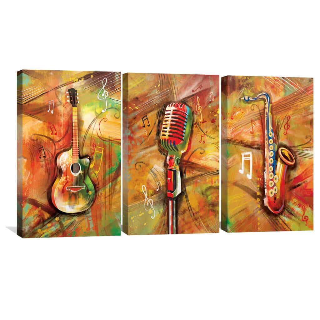 Картина Микрофон саксофон и гитара 120x50 см (Y3-60)