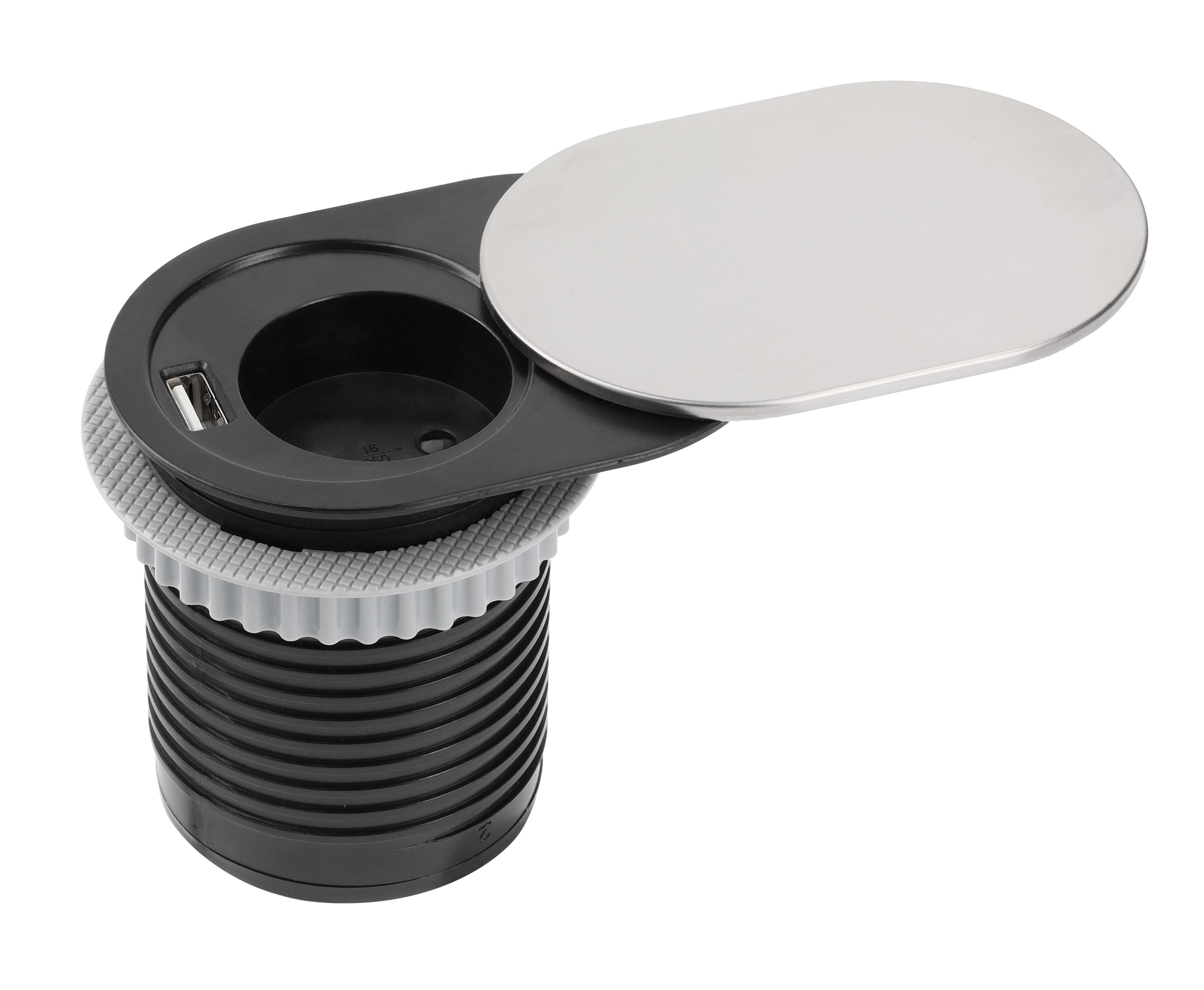 Подовжувач одномісний GTV настільний SLIDE 60 мм Срібний (27848896)