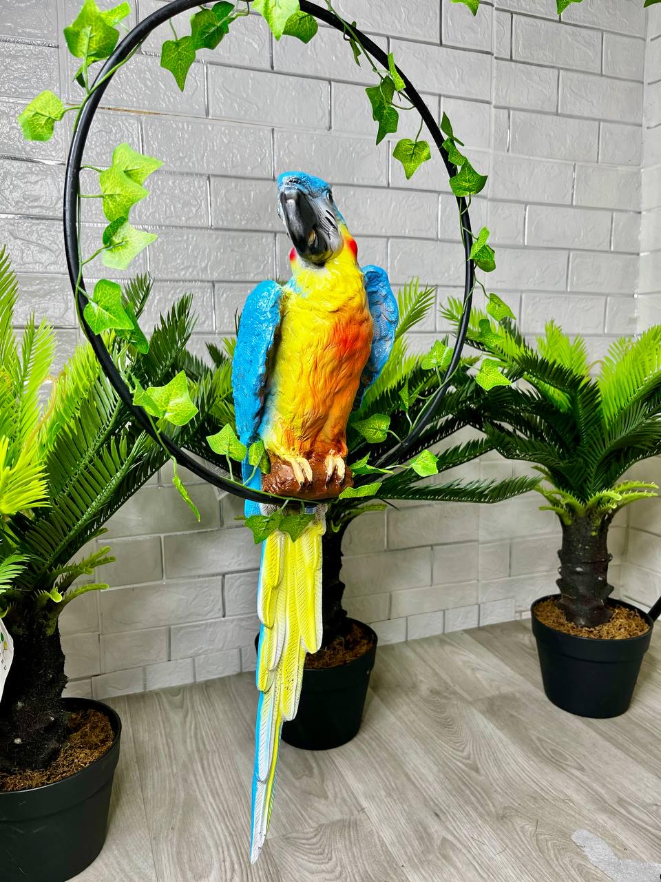 Садова фігура Папуга Ара в кільці 57 см Блакитно-жовтий (29614596)