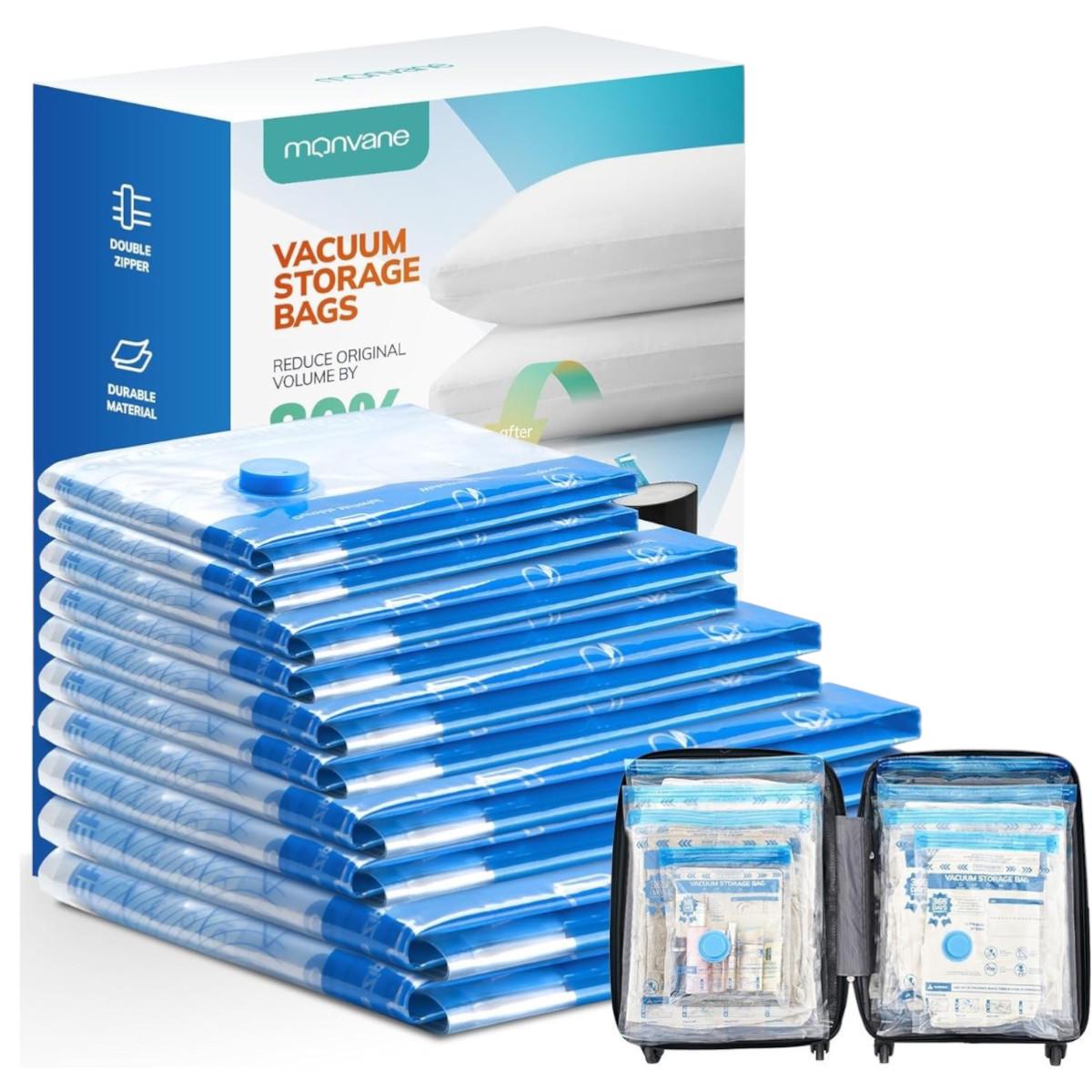 Пакети вакуумні Monvane для зберігання одягу рушників ковдр 10 шт.